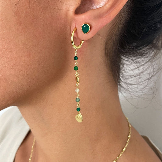 ATHENA ‘Sofia’ジェムストーン&ナゲット スモールフープピアス : ブラックオニキス他
