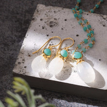 画像をギャラリービューアに読み込む, ATHENA ‘Persephone’ダブルジェムストーンドロップピアス : ムーンストーン&アマゾナイト