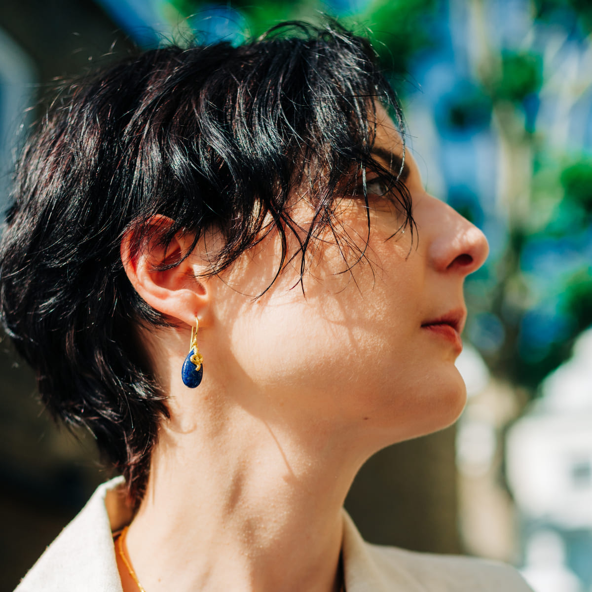 ATHENA 'Medusa'ジェムストーンドロップピアス : ラピスラズリ – azuni