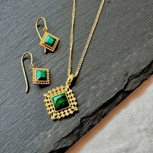 画像をギャラリービューアに読み込む, ETRUSCA ダイヤモンドドロップピアス : マラカイト