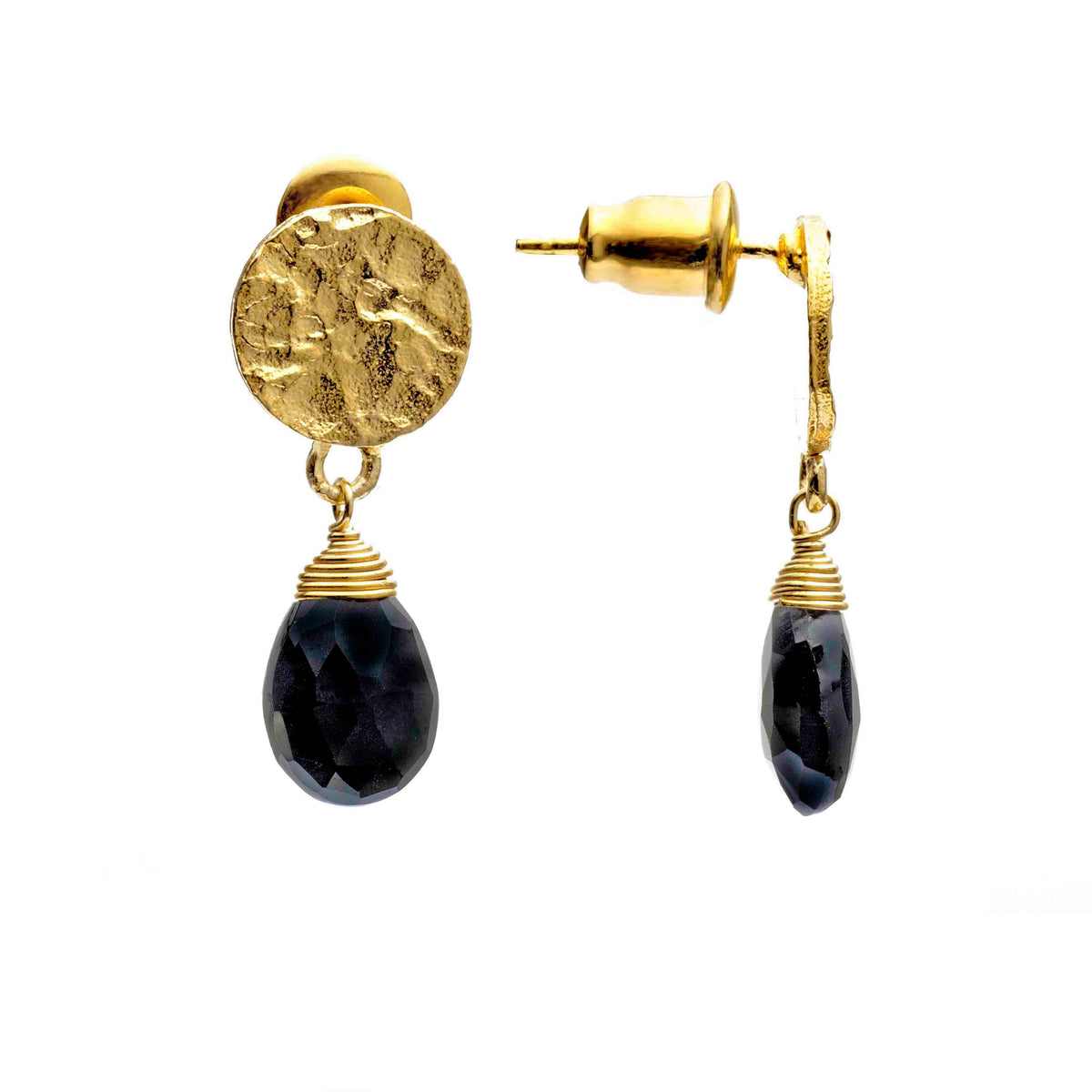 【Phase Eight】ブラックラフィアスクエアドロップ ピアス ATHENA 'Kate' スモールドロップピアス : ブラックオニキス