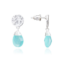 画像をギャラリービューアに読み込む, ATHENA 'Kate' スモールドロップピアス : シルバー×アクアカルセドニー