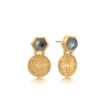 画像をギャラリービューアに読み込む, ATHENA 'Thea'ヘキサゴンスタッドピアス:パイライト×クリスタル