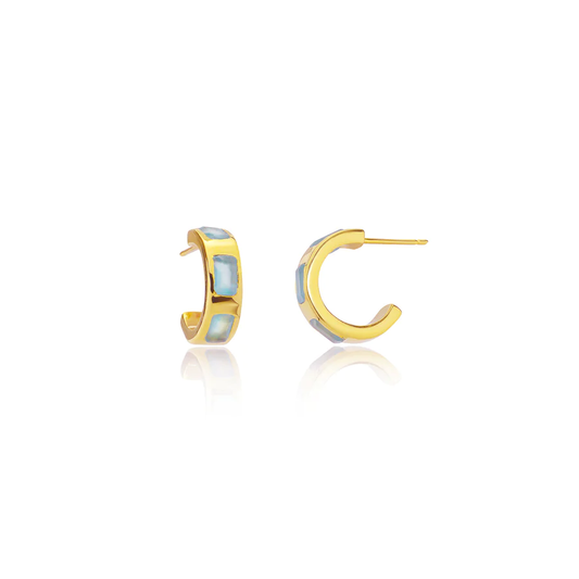 ATHENA ‘Cora’チャンキー ハギー フープピアス : アクアカルセドニー