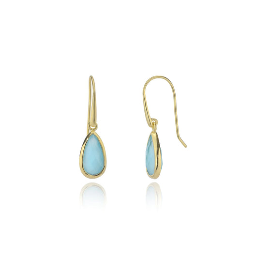 ATHENA ‘Simi’ティアドロップジェムストーンピアス : アクアカルセドニー