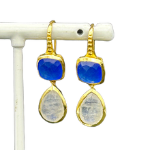 画像をギャラリービューアに読み込む, ATHENA ‘Charis’ダブルストーンドロップピアス : ブルージェイド&amp;ムーンストーン