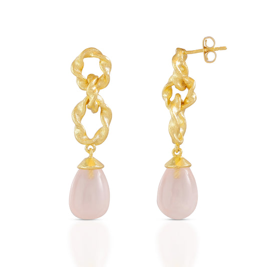 ATHENA ‘Moirai’ツイステッドループドロップピアス : ローズクオーツ