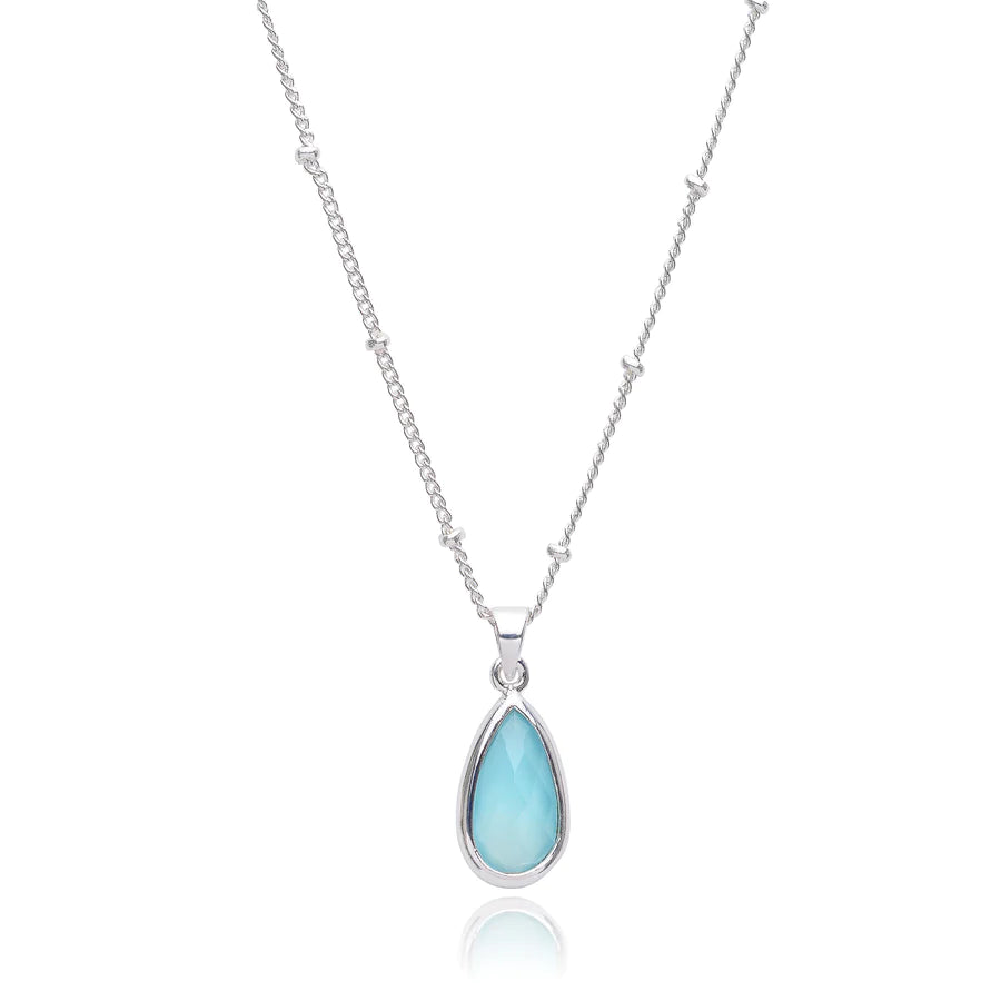 オスカル ディアモンティーヌ アクアアズール ブレスレットとネックレス ATHENA 'Eos'ドロップネックレス : アクアカルセドニー – azuni