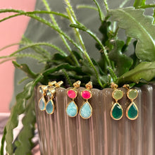 画像をギャラリービューアに読み込む, Iris ダブルジェムストーンスタッドピアス：アクアカルセドニー＆アイオライト