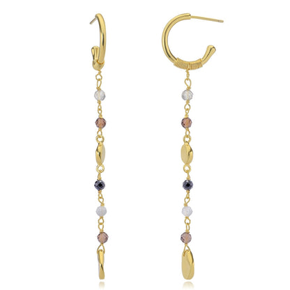 ATHENA ‘Sofia’ジェムストーン&ナゲット スモールフープピアス : ブラックオニキス他