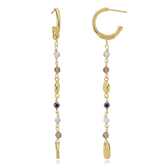 ATHENA ‘Sofia’ジェムストーン&ナゲット スモールフープピアス : ブラックオニキス他