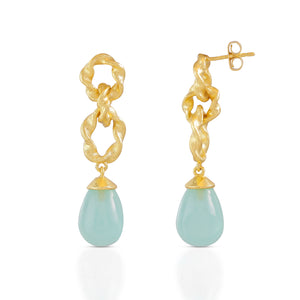 ATHENA 'Moirai' ダブルツイステッドループドロップピアス : アクアカルセドニー