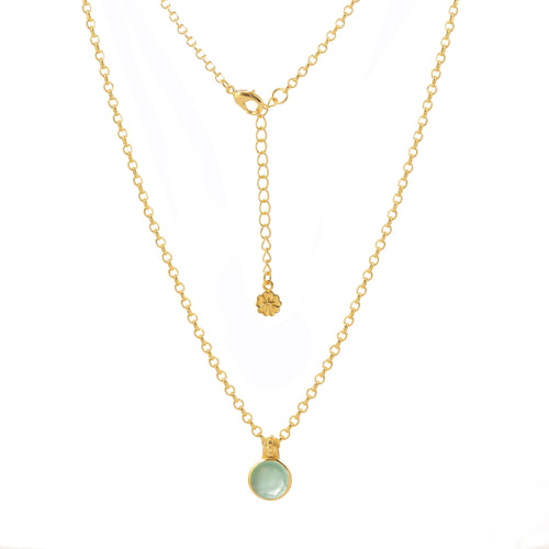 ATHENA 'Charis' ラウンドジェムストーンネックレス : アクアカルセドニー