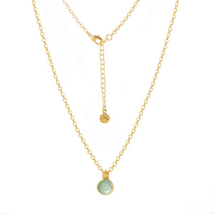 ATHENA 'Charis' ラウンドジェムストーンネックレス : アクアカルセドニー