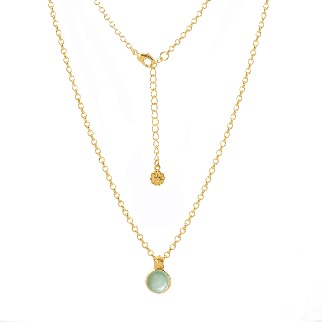 ATHENA 'Charis' ラウンドジェムストーンネックレス : アクアカルセドニー