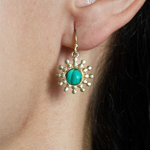 ETRUSCA スモールサンドロップピアス : マラカイト