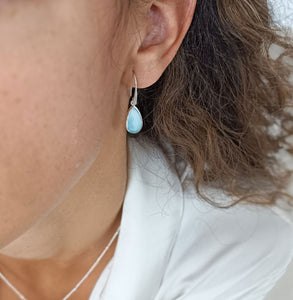 ATHENA 'Simi'ティアドロップジェムストーンピアス : シルバー×アクアカルセドニー
