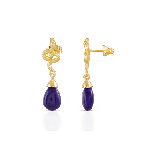 ATHENA ‘Medusa’スモールジェムストーンドロップピアス : ラピスラズリ