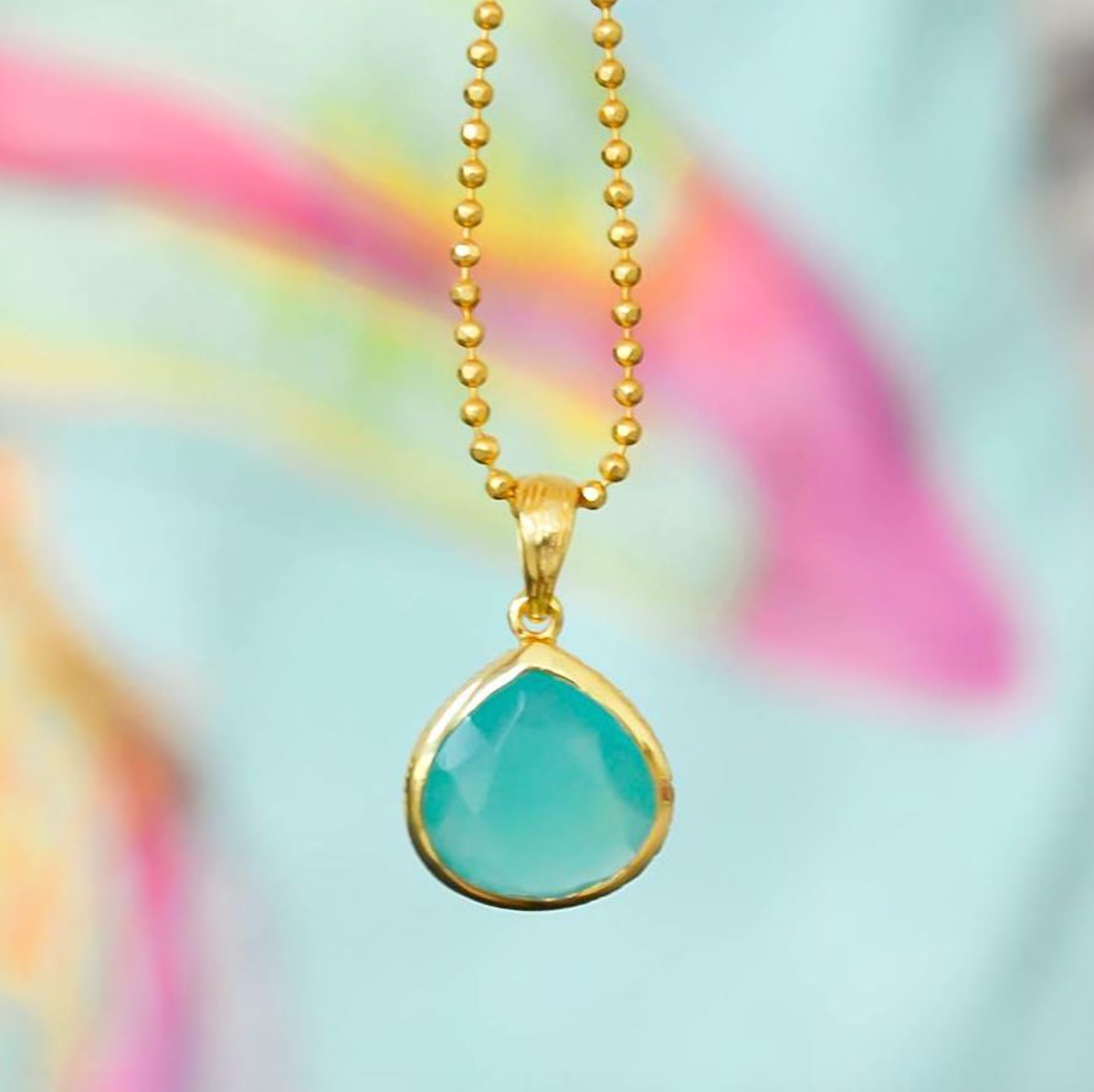 ATHENA ‘Eos’ドロップネックレス : アクアカルセドニー