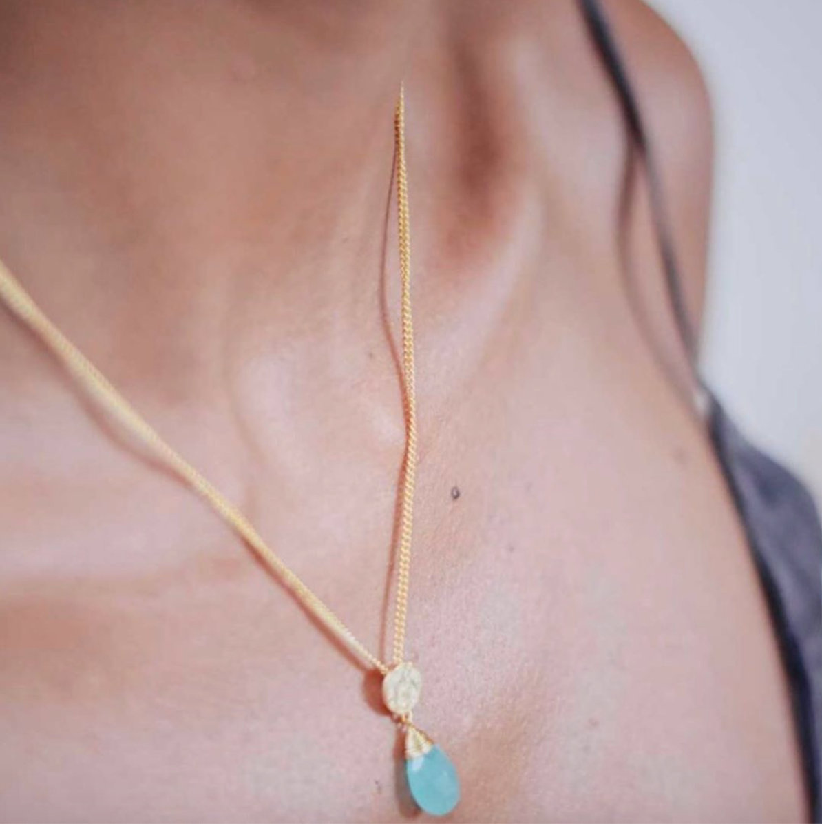 ATHENA 'Kate' ドロップネックレス : アクアカルセドニー