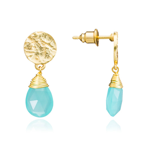 ATHENA 'Kate' スモールドロップピアス : アクアカルセドニー
