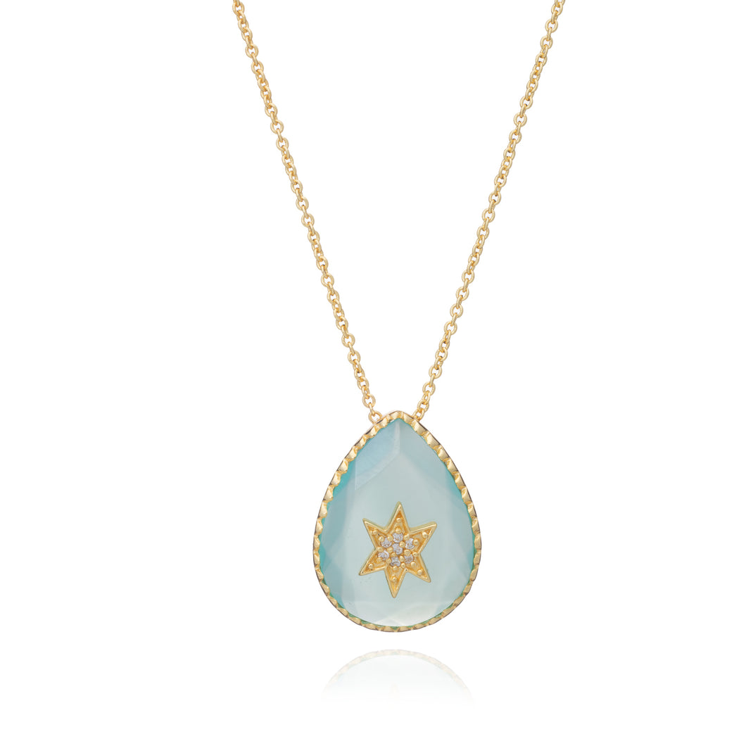 ASTRAL ペルシアティアドロップジェムストーンネックレス : アクアカルセドニー