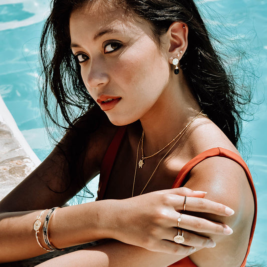 ATHENA 'Kate' スモールドロップピアス : ブラックオニキス