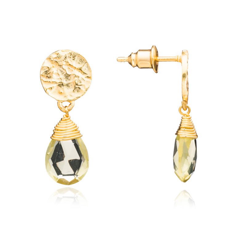 m*a様 ブリオレットレモンクオーツK18ドロップ型ピアスチャーム K10&18YGレモンクォーツピアス (ドロップブリオレットカット