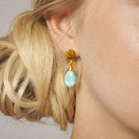 ATHENA 'Kate' ラージドロップピアス : アクアカルセドニー