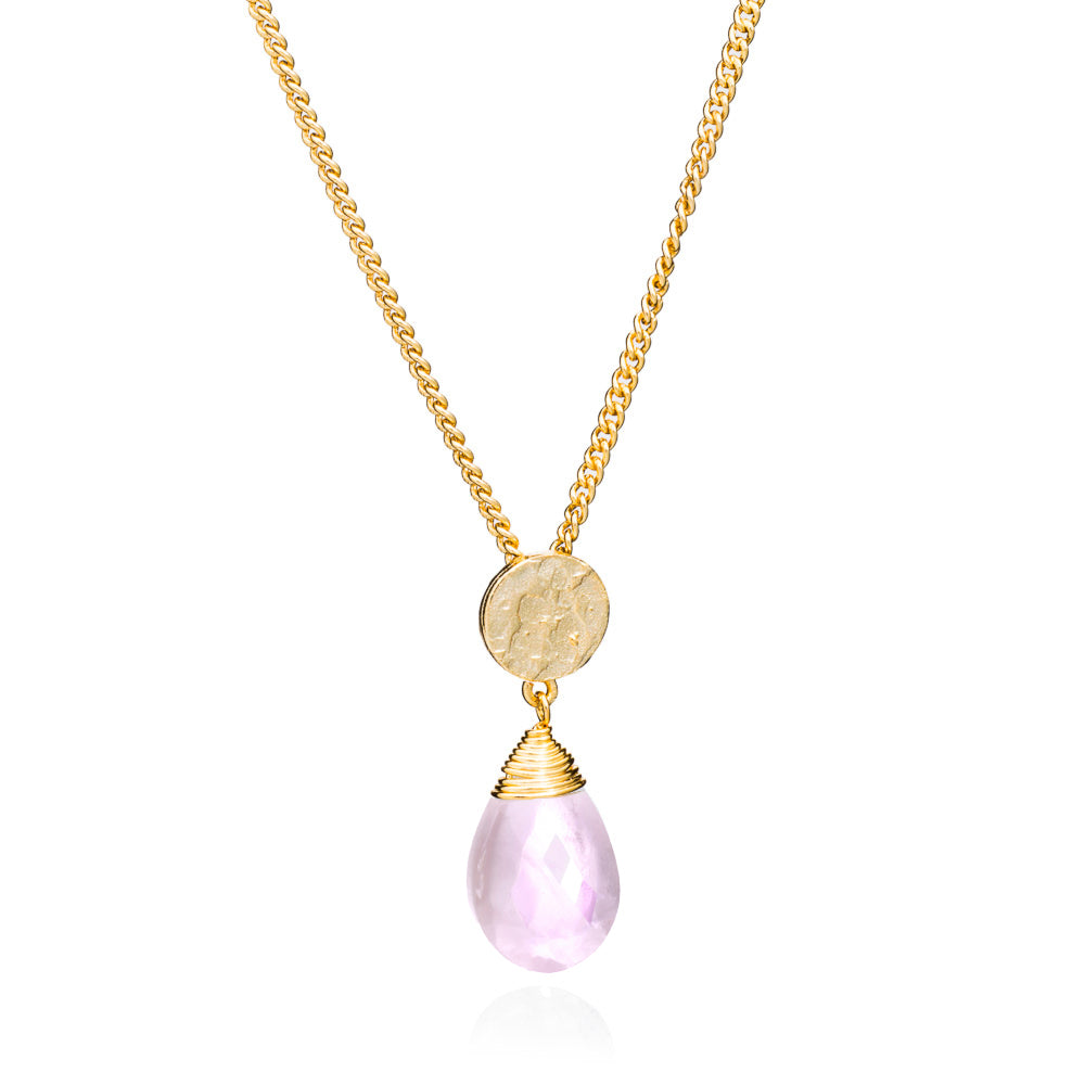 ATHENA 'Kate' ドロップネックレス : ピンクカルセドニー